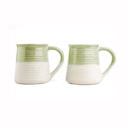 HINDUSTANI SAUDAGAR Green Handcrafted Solid Ceramic Matte Mugs Set of Cups and Mugs image 3