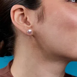 MINUTIAE Silver-Plated Pearls Studded Spherical Shaped Studs image 2