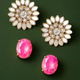 Anouk Set Of 2 Gold-Plated Brass Artificial Stones Studs-picture-34