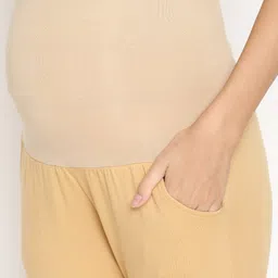 Kriti Full Length Maternity Leggings With Tummy Hug- Beige image 5