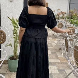 Label Tanvee Pure Cotton Square Neck Top & Skirt Co-Ords Set image 2