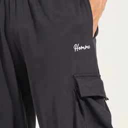 Styli Men Black Mid Rise Relaxed-Fit Pure Cotton Cargo Track Pant image 5