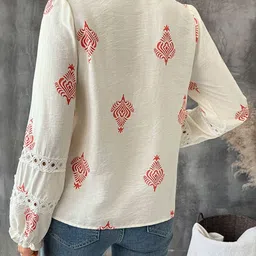StyleCast Ethnic Printed Full Sleeve Schiffli Top image 2