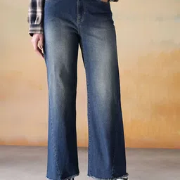 Flying Machine Women Wide Leg High-Rise Light Fade Stretchable Jeans-image-89