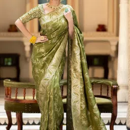 Snofi Creation Women Ethnic Motifs Zari Kanjeevaram Saree-picture-27
