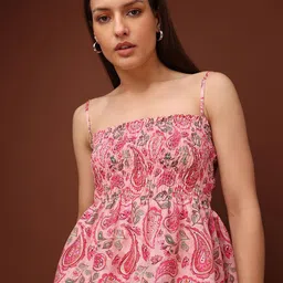 OBSHIVKA Print Smocked Cotton Top image 2