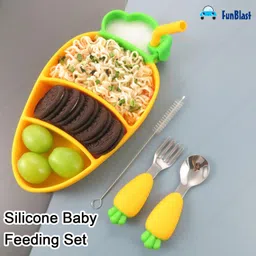 funblast Baby Feeding Set with Plate, Spoon, Fork and Sipper for Kids, Dinnerware Set - Silicone image 5