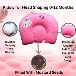 buyab factory U-Shape Head Protector Baby Pillow Mustard Seeds Animals Baby Pillow Pack of 1 image 2