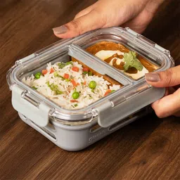 glasafe 580 ML COMPARTMENT GLASS GLASS LUNCH BOX WITH SILICONE SLEEVE 1 Containers Lunch Box image 3