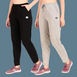 gaa Pack of 2 Women Solid Black, Grey Track Pants-picture-34