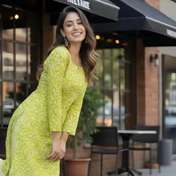 quresh fashion Women Printed Cotton Blend A-line Kurta image 3