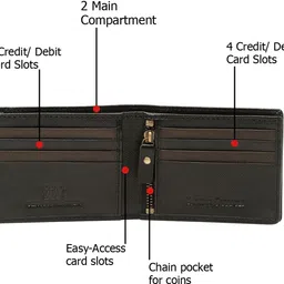louis stitch Men Casual Black Genuine Leather RFID Wallet image 4