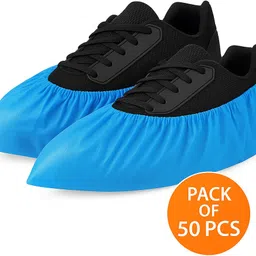 starkyte Poly Shoe Covers | Waterproof, Non-Slip, One Size for Home, Medical & Cleaning PP (Polypropylene) blue Flat Shoe Cover-picture-10