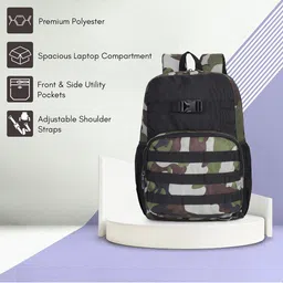 THE CLOWNFISH Unisex Green & Black Graphic Backpack image 3