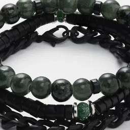 AQUATAN Men Set of 3 Rhodium-Plated Beaded Elasticated Bracelets image 4