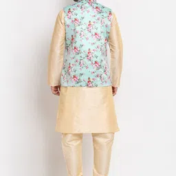 KRAFT INDIA Men Kurta with Churidar & Printed Nehru Jacket image 2