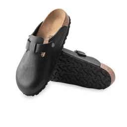 Birkenstock Men Boston Grip Vintage Wood Leather Regular Width Clogs image 3