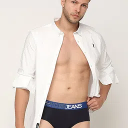 UnderJeans by Spykar Men Pack Of 3 Assorted Low-Rise Basic Briefs UJNPBP049WHITYELOWNAVY image 2