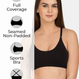 KOMLI Full Coverage Non Padded Cotton Workout Bra- All Day Comfort image 4