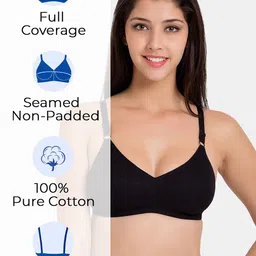 Souminie Pack Of 2 Full Coverage All Day Comfort Pure Cotton Minimizer Bra image 3