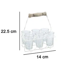 MARKET99 Transparent Solid Metal 7-Pieces Tea Stand & Glass Set image 2