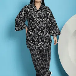 TAG 7 Plus Size Paisley Printed Mandarin Collar Pure Cotton Tunic With Palazzos image 5