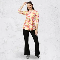 true shape Maternity Tops for Women | Stylish Zipless Feeding Tunic Shirt with Breastfeeding Access in Knitted Hosiery for Pre & Post Pregnancy image 4