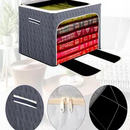 Kuber Industries Grey & White Wardrobe Organiser image 3