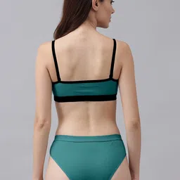 AROUSY Pack Of 3 Cotton Mid-Rise Briefs & Non Padded Bra image 2