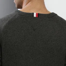 Tommy Hilfiger Men Olive Green Solid Cotton Pullover image 4