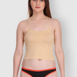 Selfcare Pack of 2 Solid Cotton Short Slip Halter Neck Camisoles - SN0335 image 5