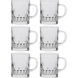 Aura Transparent 6 Pieces Textured Glass Glossy Mugs 220 ml Each image 4