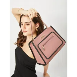 FARGO Mila Pink Soft Vegan Leather Handbag (S)-picture-11