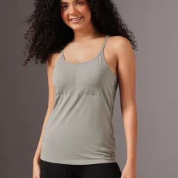 Clovia Cotton Chic Basic Padded Camisole With Adjustable Strap Grey-image-68