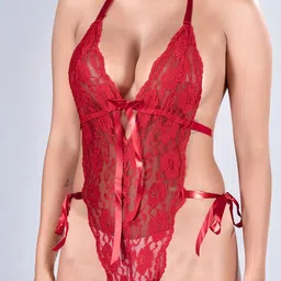 Aamarsh Pack Of 3 Self-Design Net Halter Neck Baby Doll image 3