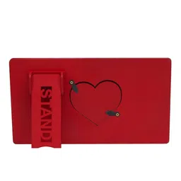 eCraftIndia Red & Brown Valentine Wooden Photo Frame With Stand image 2