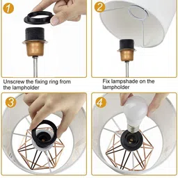 Homesake Gold-Toned Modern Diamond Farmhouse Metal Desk Table Lamp With  Shade image 5