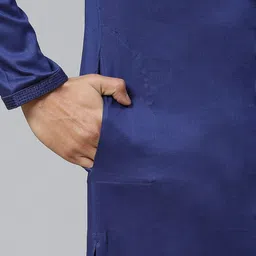 Manthan Men Blue Solid Straight Kurta image 3