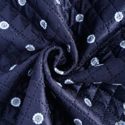SOKNACK Navy-Blue & White Printed 5-Seater Velvet Sofa Covers With Arm Rest Covers image 5
