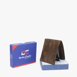 Dezire Crafts Men Brown Textured Bi-Fold Zip Detail Two Fold Wallet image 2
