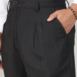 Campus Sutra Men Self Design Comfort Mid-Rise Easy Wash Regular Trousers image 2