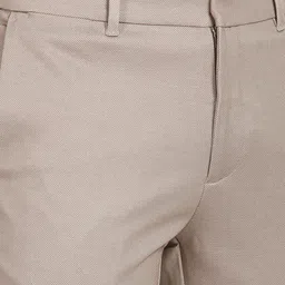 Arrow New York Men Plain Flat-Front Slim Fit Mid Rise Dobby Formal Trousers image 5