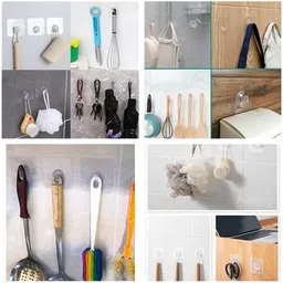 MWSLY Wall Hooks Transparent Reusable Seamless Hooks Bathroom Kitchen Heavy Duty Self Adhesive Hooks for Hanging Coat Towel Key Clothe Kitchen Item(10) image 2