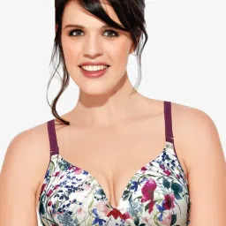 Enamor F065 Invisible Neckline T-Shirt Bra - Padded Wirefree High Coverage - Wildflower Melody-picture-12
