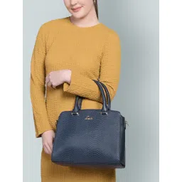 Lavie Womens Navy Blue Ushycroc Dome Satchel with Detachable Strap (M) image 1