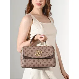 Lavie Signature Coffee Womens Mono Jackson Flap Satchel Bag (L)-image-4