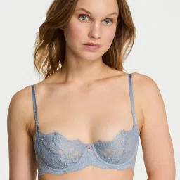 victoria's secret intimates Victoria's Secret Dream Angels Wicked Unlined Lace Balconette Bra Blue image 1