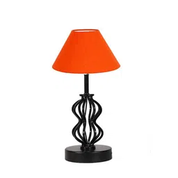 devansh Michelle Orange Cotton Table Lamp With Iron Base image 1