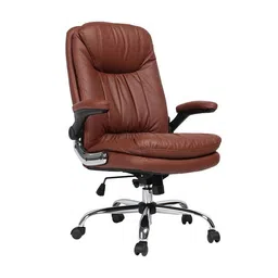 furniturstation Germain Study Chair With Headrest in Brown Colour image 1