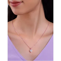 GIVA 925 White Solitaire Heart Pendant With Link Chain-image-1